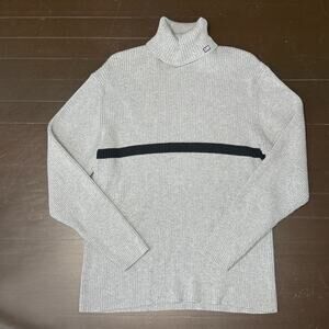 Polo Jeans Co Ralph Lauren Ribbed Turtleneck Sweater Gray Stripe XL